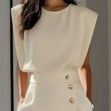Structured Round Neck Midi Dress