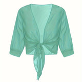 Sheer Tie-Front Cardigan