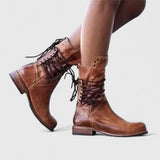 Studded Lace-Up Mid-Calf Boots