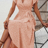 Floral Asymmetrical V-Neck Dress