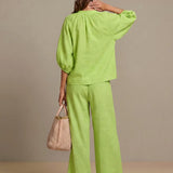 Zip-Front Wide-Leg Set