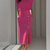 Structured Round Neck Midi Dress