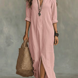 Button-Front Maxi Dress