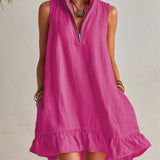 Vibrant Half-Zip Mini Dress