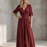 Cross-Front Wide-Leg Jumpsuit