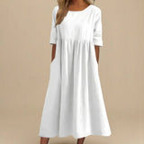 Mid-Sleeve Midi Dress