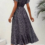 Floral Asymmetrical V-Neck Dress