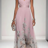 V-Neck Floral Maxi Dress