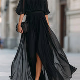 Off Shoulder Pleated Maxi Dress