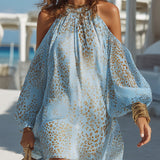 Bohemian Cold-Shoulder Mini Dress