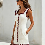 Square Neck Scalloped Mini