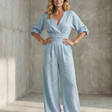 Cross-Front Wide-Leg Jumpsuit