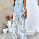 Wide-Leg Pants Two-Piece Set