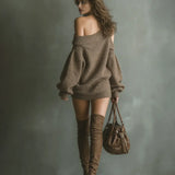Off-Shoulder Knit Mini Dress