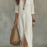 Button-Front Maxi Dress