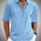 Quarter-Button Classic Collar Long Sleeve Shirt