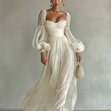Square Neck Long Sleeve Maxi Dress