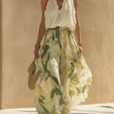 Ruffled Sleeveless Top and Floral Pants Set
