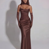 Strapless Satin Maxi Dress