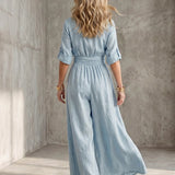 Cross-Front Wide-Leg Jumpsuit