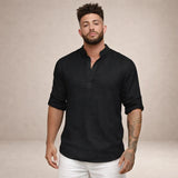 Men's Stand Collar Long Sleeve Shirt