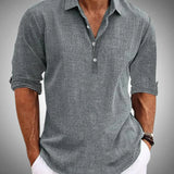 Quarter-Button Classic Collar Long Sleeve Shirt