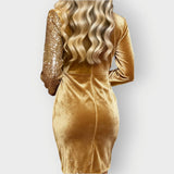 Asymmetric Long-Sleeve Party Dress