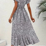 Floral Asymmetrical V-Neck Dress