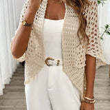 Open-Front Crochet Knit Cardigan