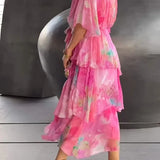Floral Tiered Chiffon Maxi Dress