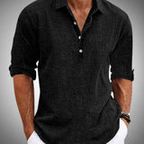 Quarter-Button Classic Collar Long Sleeve Shirt