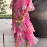 Floral Tiered Chiffon Maxi Dress