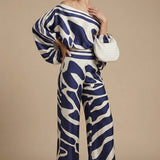 Off-Shoulder Printed Top & Wide Leg Pants Set