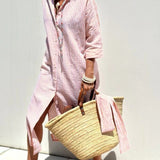 Striped Midi Shirt-Dress