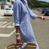 Striped Midi Shirt-Dress