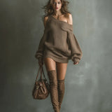 Off-Shoulder Knit Mini Dress