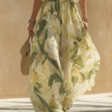 Ruffled Top And Lily Print Pants Set