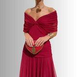 Off-Shoulder Chiffon Maxi Dress