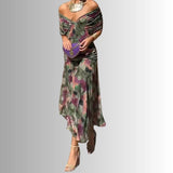 Off-Shoulder Chiffon Maxi Dress