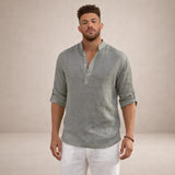 Men's Stand Collar Long Sleeve Shirt