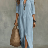 Button-Front Maxi Dress