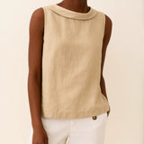 Women's Sleeveless Roll Collar Top