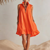 Vibrant Half-Zip Mini Dress