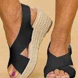 Cross Strap Espadrille Wedge Sandals