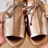 Metallic Leather Open-Toe Sandals