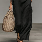 Sleeveless Ruffle Trim Maxi Dress