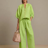 Zip-Front Wide-Leg Set