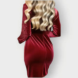 Asymmetric Long-Sleeve Party Dress