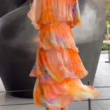 Floral Tiered Chiffon Maxi Dress