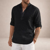 Men's Stand Collar Long Sleeve Shirt